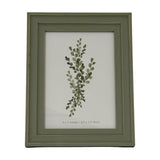 Hill Interiors Wooden Photo Frame 5x7 in grey with visible wood grain, displaying a botanical print of green foliage on a plain background.