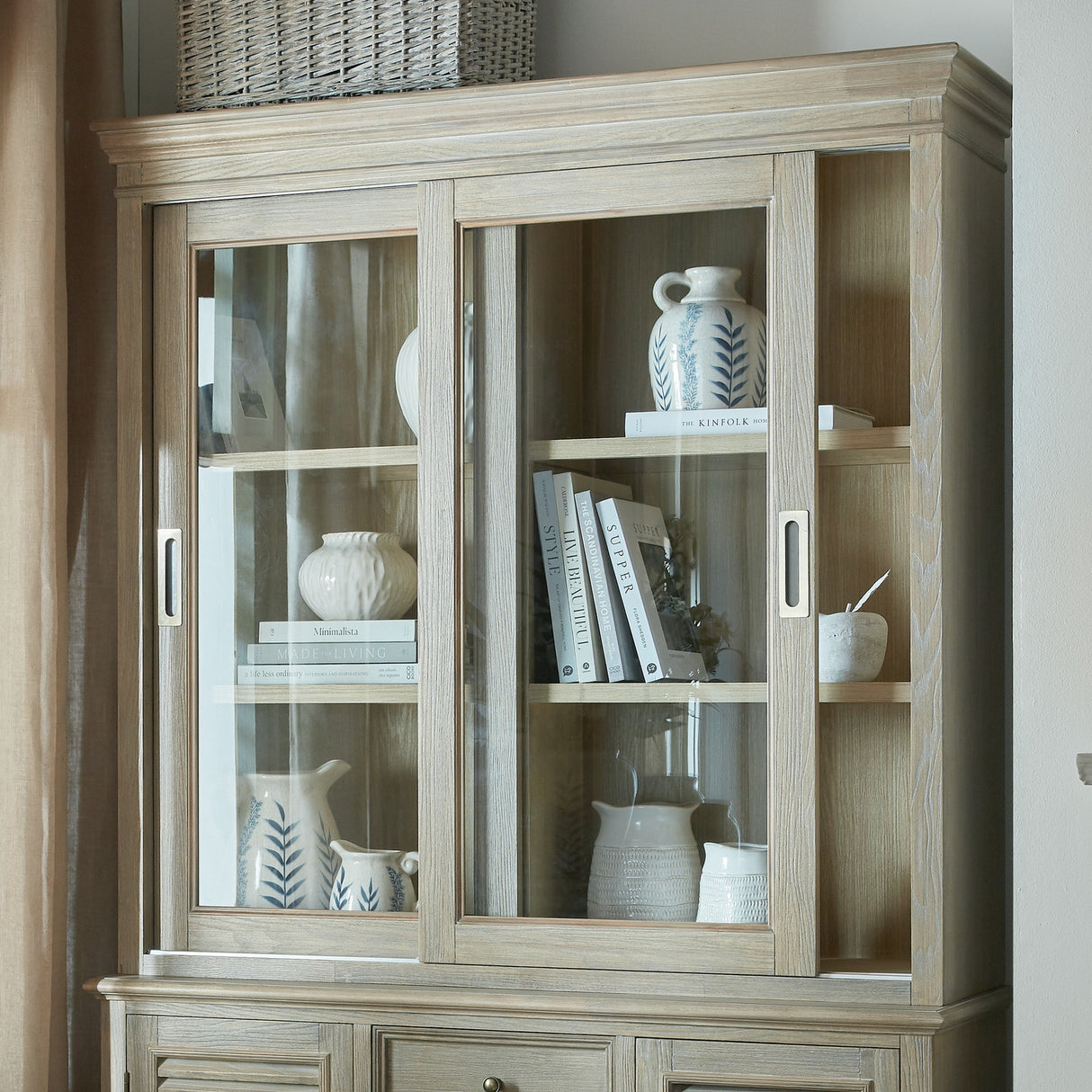 Sliding Glass Dresser Top Cabinet – Brown