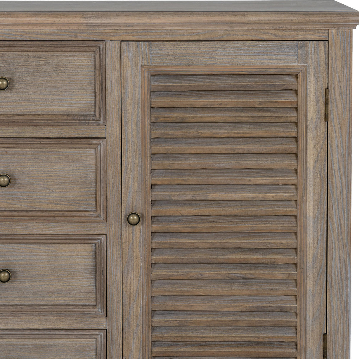 Wooden Louvred Dresser Base – Brown