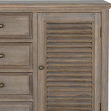 Wooden Louvred Dresser Base – Brown