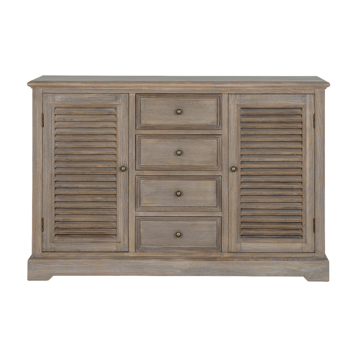 Wooden Louvred Dresser Base – Brown