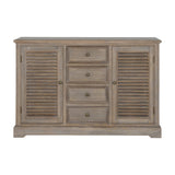 Wooden Louvred Dresser Base – Brown