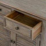 Wooden Louvred Two-Door Chest – Brown