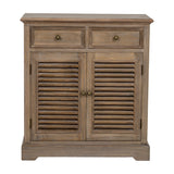Wooden Louvred Two-Door Chest – Brown