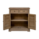 Wooden Louvred Two-Door Chest – Brown