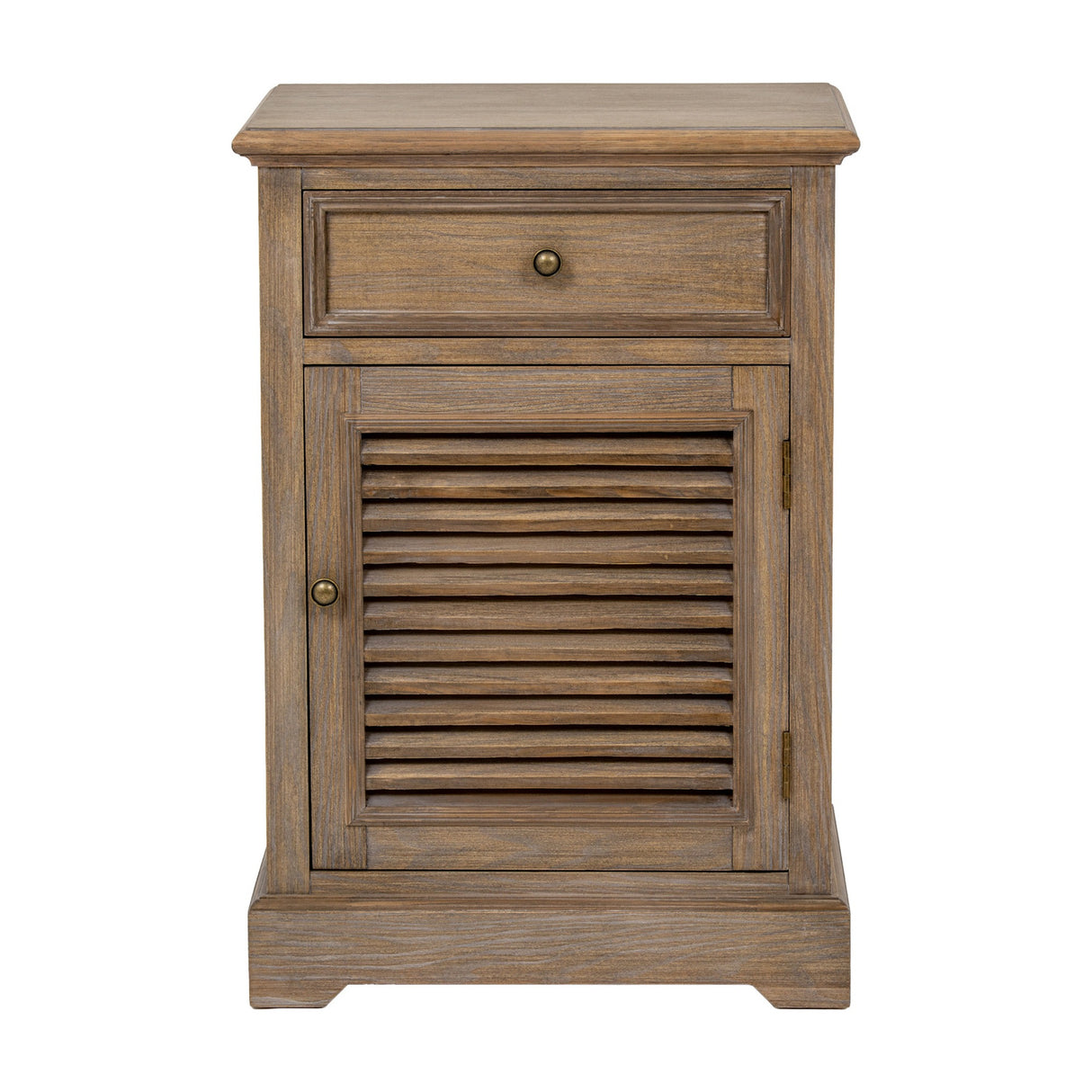 Wooden Louvred One-Door Chest – Brown