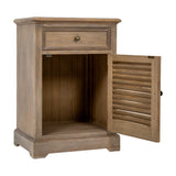Wooden Louvred One-Door Chest – Brown