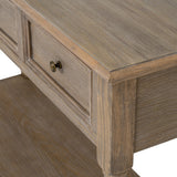 Wooden Three-Drawer Console Table with Shelf – Brown