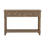 Wooden Three-Drawer Console Table with Shelf – Brown