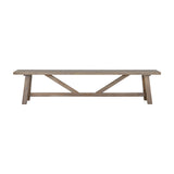 Hill Interiors Large Wooden Dining Bench in brown, a 200cm solid wood trestle-style bench with cross-braced supports, shown on a plain white background.