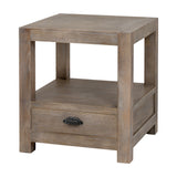 Wooden One-Drawer Side Table with Shelf – Brown