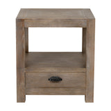 Wooden One-Drawer Side Table with Shelf – Brown