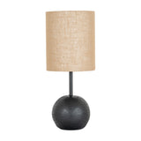 Black Cannon Table Lamp with Hessian Shade – Black