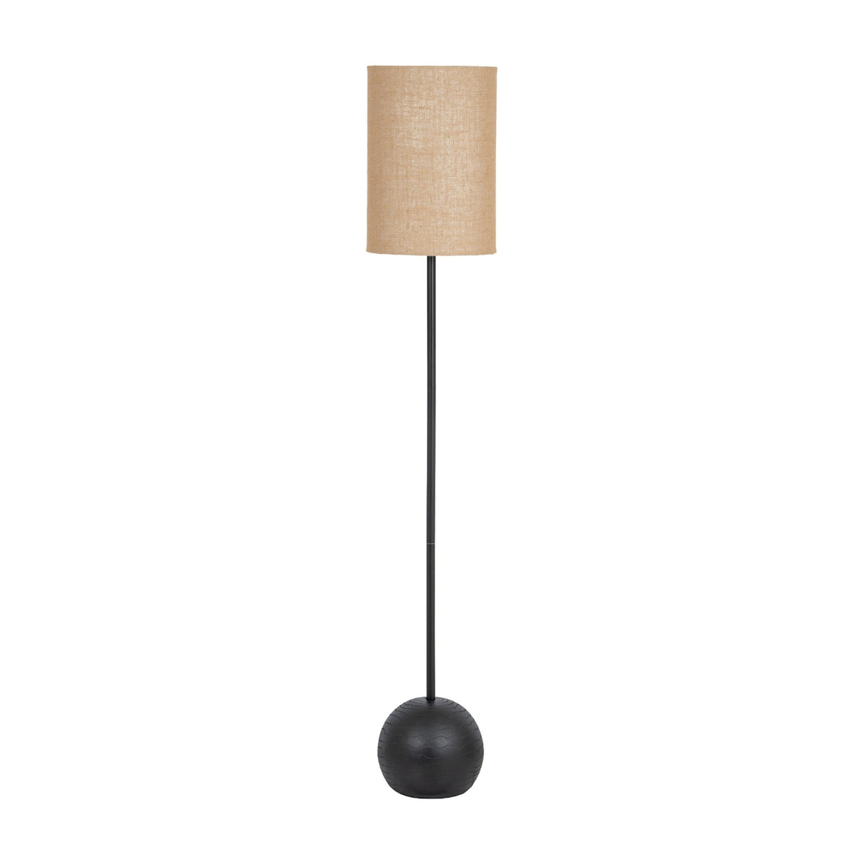 Black Cannon Floor Lamp with Hessian Shade – Black