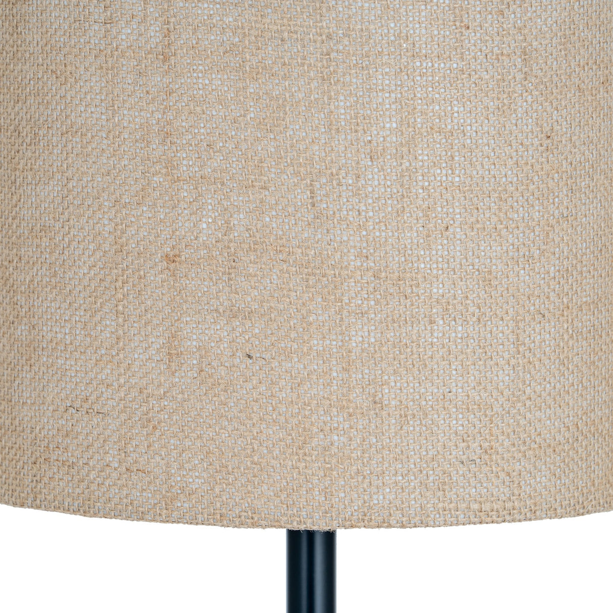 Black Cannon Floor Lamp with Hessian Shade – Black