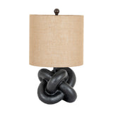 Black Knot Table Lamp with Hessian Shade – Black