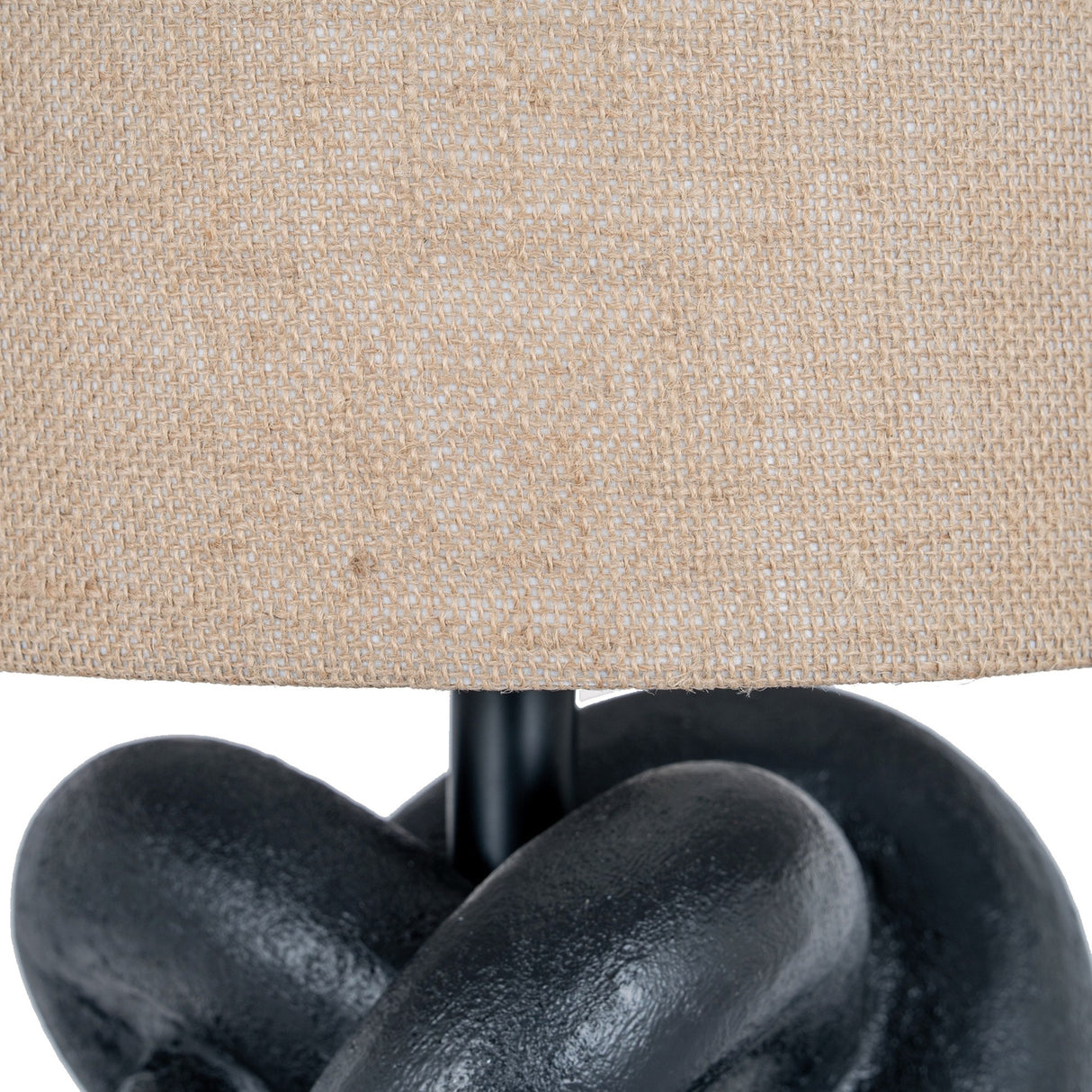 Black Knot Table Lamp with Hessian Shade – Black