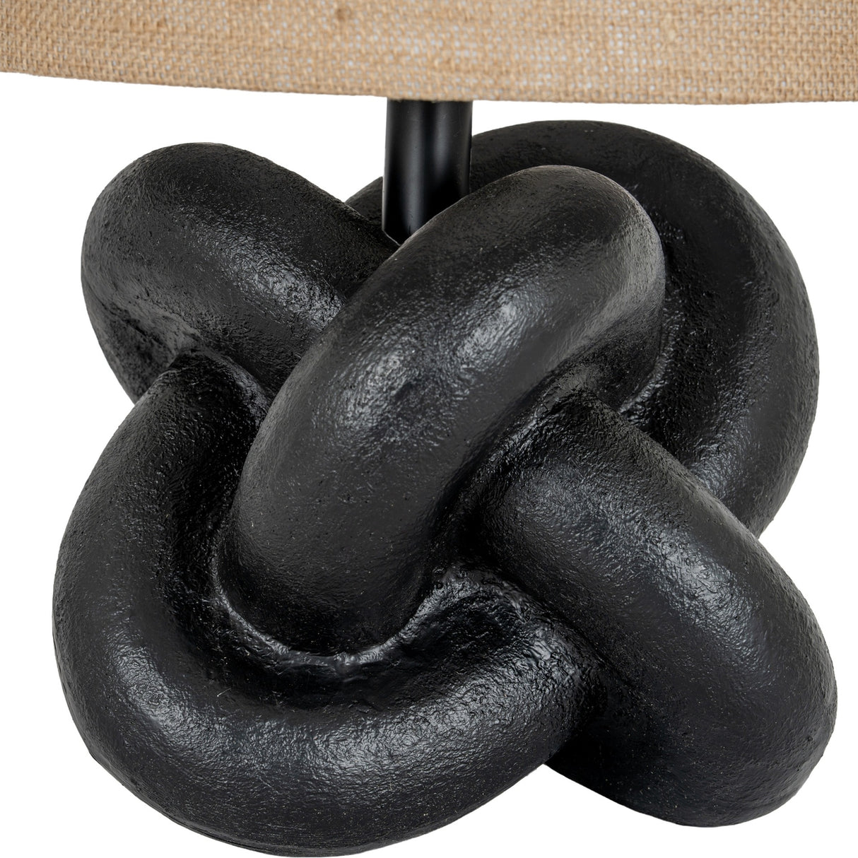 Black Knot Table Lamp with Hessian Shade – Black