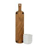 Acacia Serving Board with Four Ceramic Serving Bowls – Brown