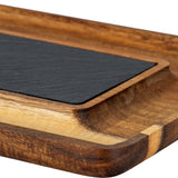 Acacia Serving Tray with Slate – Brown
