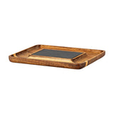 Acacia Serving Tray with Slate – Brown