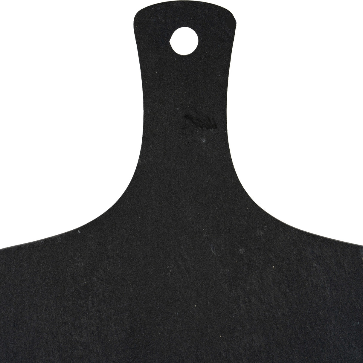 Hill Interiors rectangular slate serving board in black with a tapered handle and round hanging hole, shown against a plain white background.