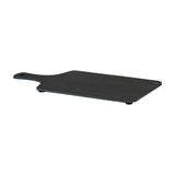 Hill Interiors rectangular slate serving board in black with a paddle handle and matte stone finish, shown on a plain white background.