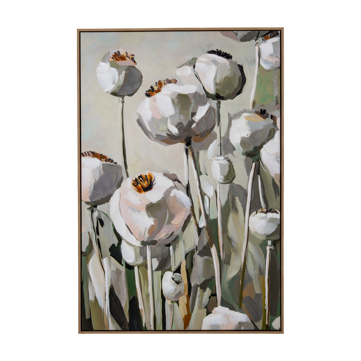Poppy Hand Painted Canvas in Wooden Frame – Multicoloured