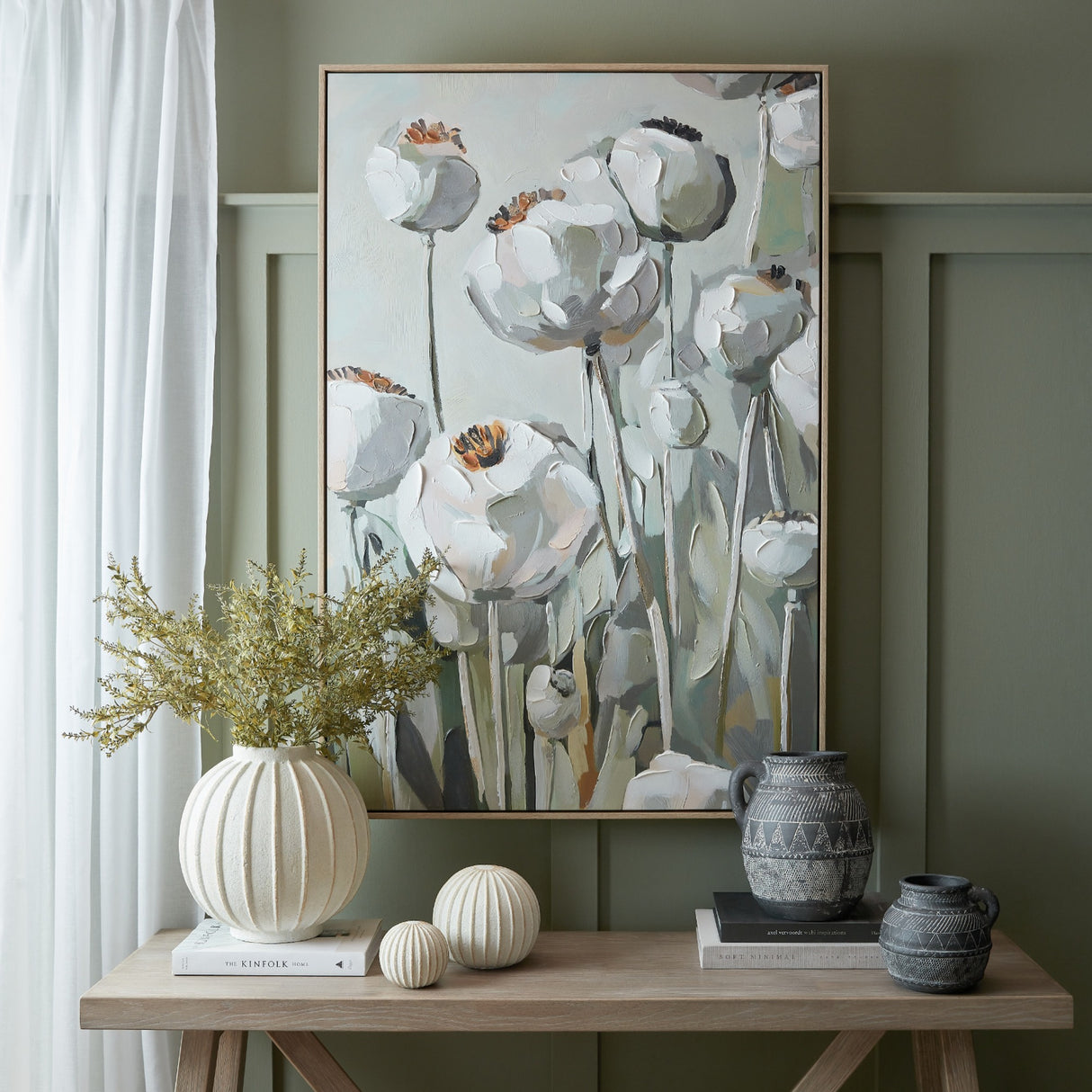 Poppy Hand Painted Canvas in Wooden Frame – Multicoloured