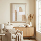 Linen Textured Canvas in Wooden Frame – Beige