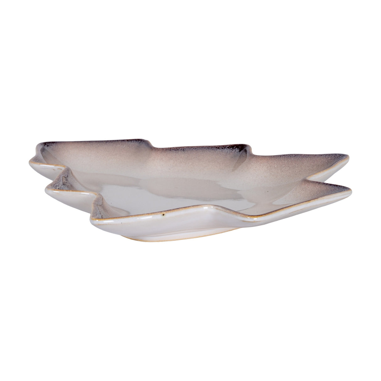 Hill Interiors small ceramic Christmas tree dish in white with a glazed finish and shallow well, shown on a plain white background.