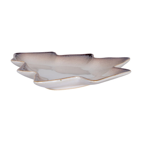 Hill Interiors small ceramic Christmas tree dish in white with a glazed finish and shallow well, shown on a plain white background.