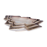 Hill Interiors Medium Ceramic Tree Dish in white with dark-edged rims, shown stacked with matching tree-shaped dishes on a plain background.