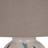 Floral Ceramic Table Lamp – White