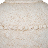Close-up of Hill Interiors Medium Stone-Effect Ceramic Vase in white, showing textured surface and a raised band of rounded bead detailing around the body.