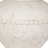 Close-up of Hill Interiors Large Stone-Effect Ceramic Vase in white, showing textured surface and raised beaded band detail around the body.