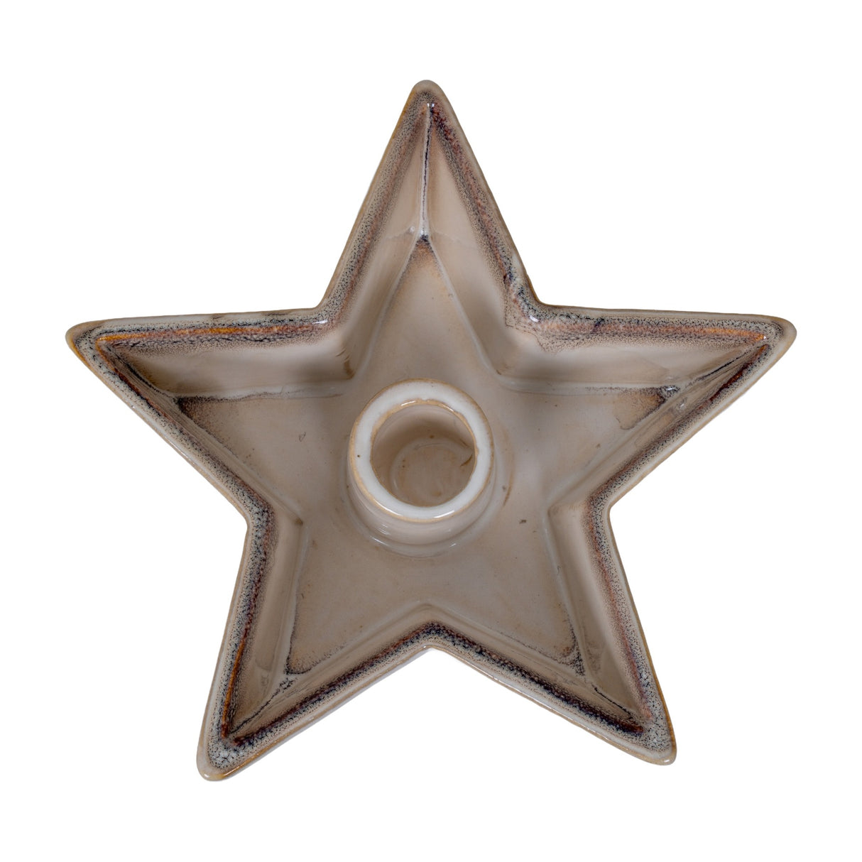 Hill Interiors small cement star candle holder in white with a matte finish and central candle well, shown on a plain white background.