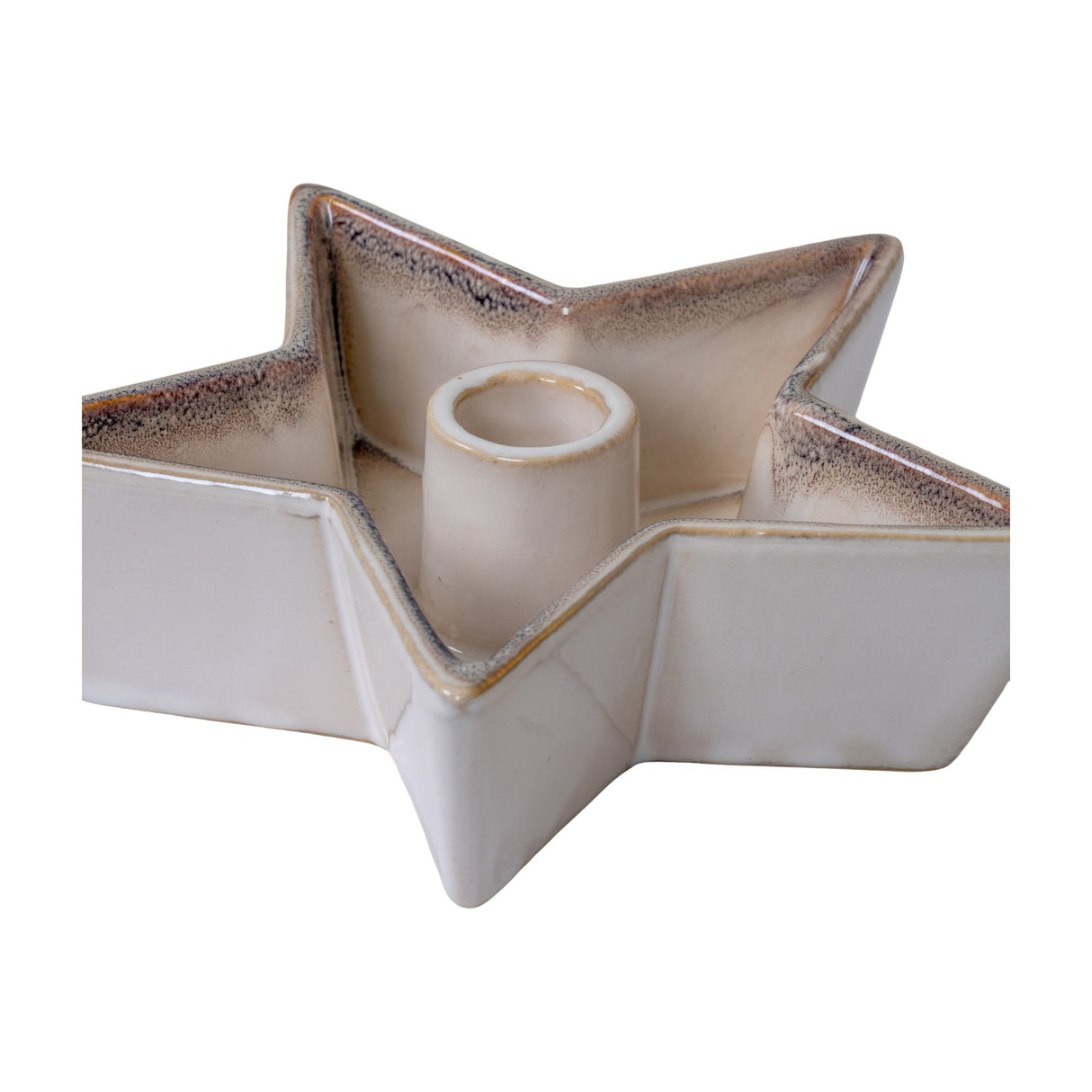 Hill Interiors small star-shaped ceramic candle holder in white with a matte glazed finish and central candle well, shown on a plain background.