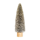 Hill Interiors Large Frosted Cone Brush Tree in brown bristle with a tapered point and wooden base, shown against a plain white background.