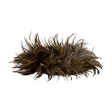 Hill Interiors Feather Candle Wreath in brown, a round faux feather and foliage table wreath with soft fronds, shown on a plain white background.