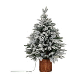 Snowy Norway Fir Pre-Lit LED 300L Tree in Rattan Pot – White