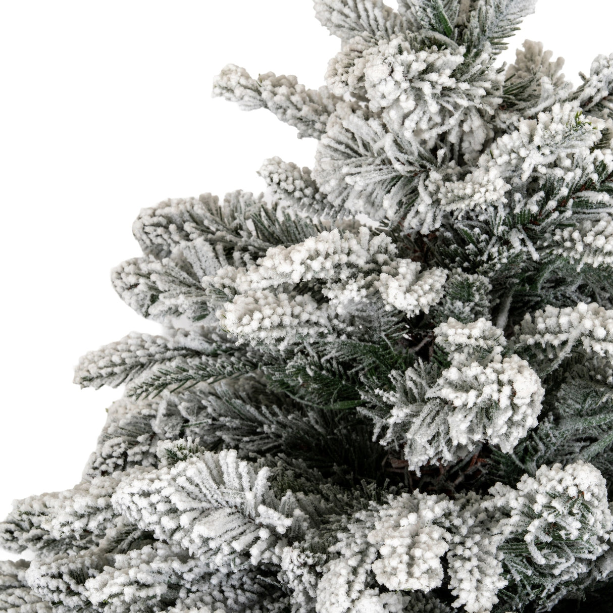 Snowy Norway Fir Pre-Lit LED 300L Tree in Rattan Pot – White