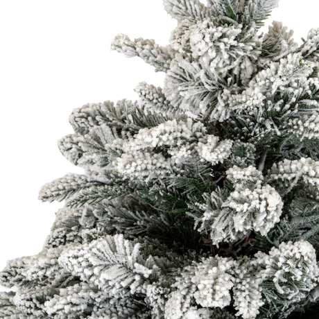 Snowy Norway Fir Pre-Lit LED 300L Tree in Rattan Pot – White