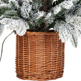 Snowy Norway Fir Pre-Lit LED 300L Tree in Rattan Pot – White