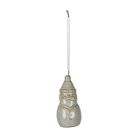 Hill Interiors ceramic Santa tree decoration in soft white glaze, small rounded figure with pointed hat and string hanger, shown on a plain background.