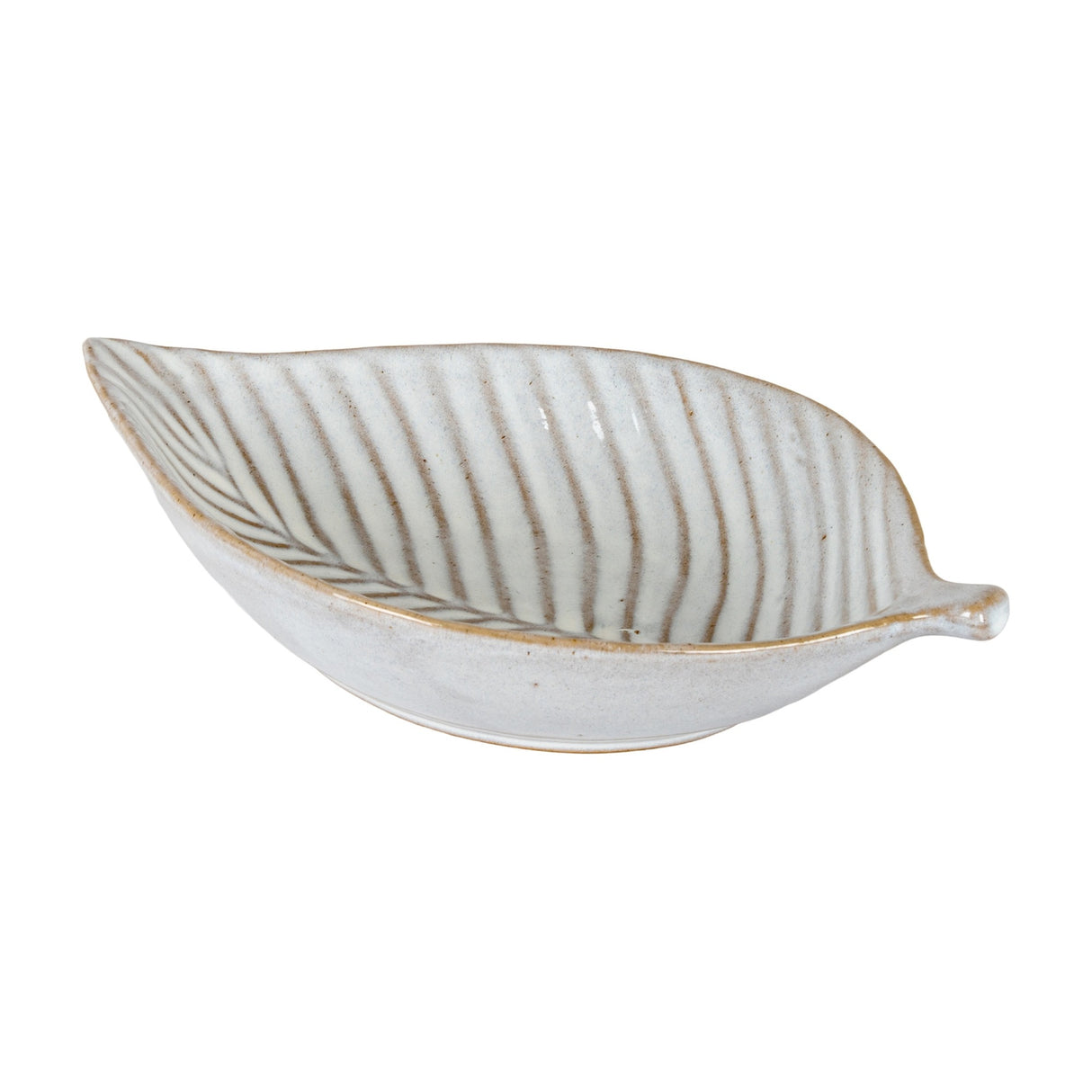 Hill Interiors Ceramic Elm Leaf Large Dish in white with raised leaf veining and a shallow curved form, shown on a plain white background.