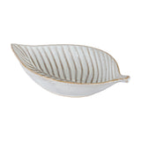Hill Interiors Ceramic Elm Leaf Large Dish in white with raised leaf veining and a shallow curved form, shown on a plain white background.
