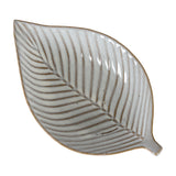 Hill Interiors Ceramic Elm Leaf Large Dish in white with raised leaf veining and glossy glaze, shown on a plain white background.