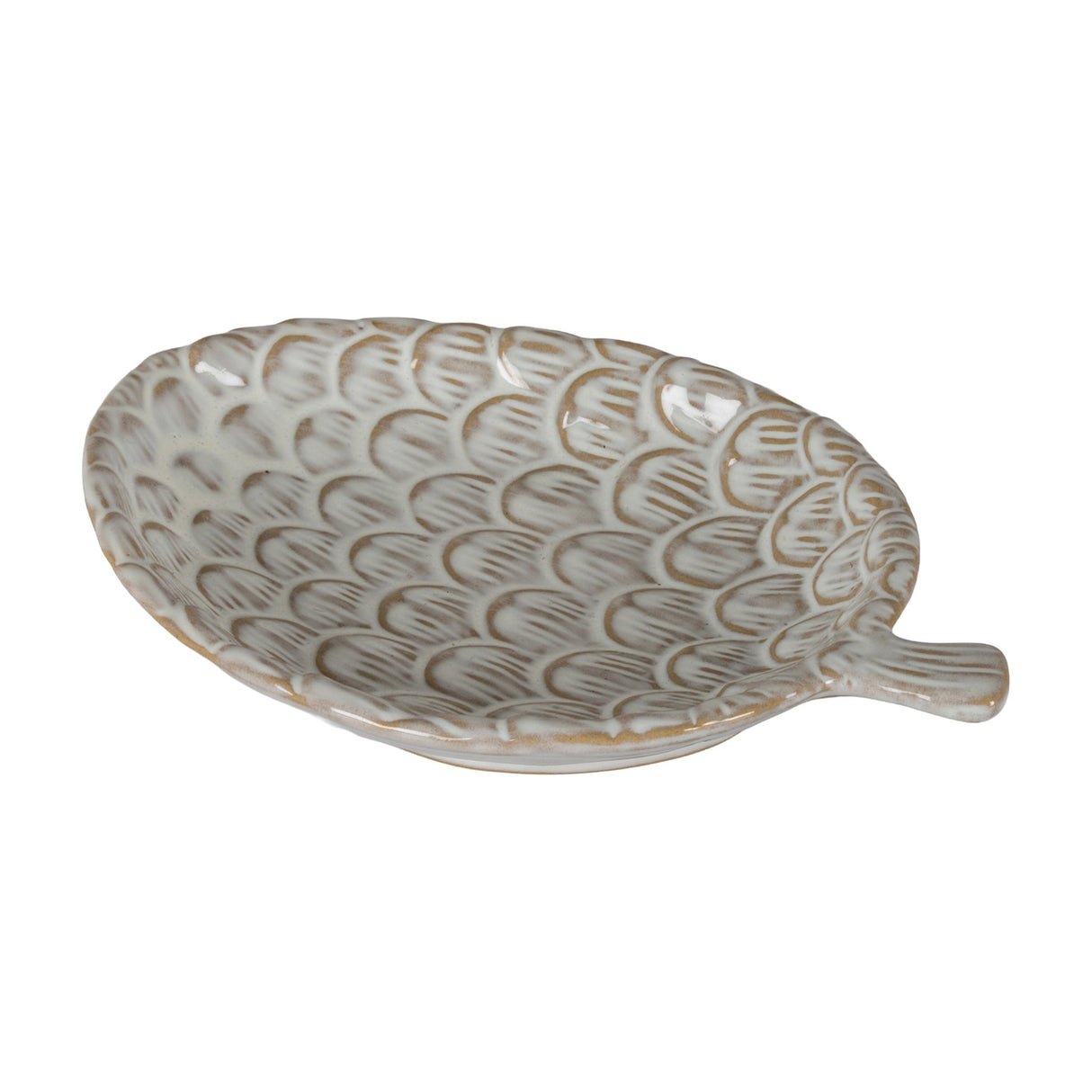 Ceramic Pinecone Medium Dish – White