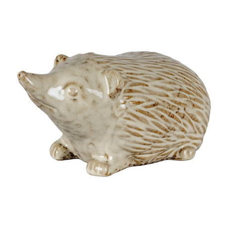 Hill Interiors small ceramic hedgehog ornament in white with textured spines and glossy glaze, shown on a plain white background.
